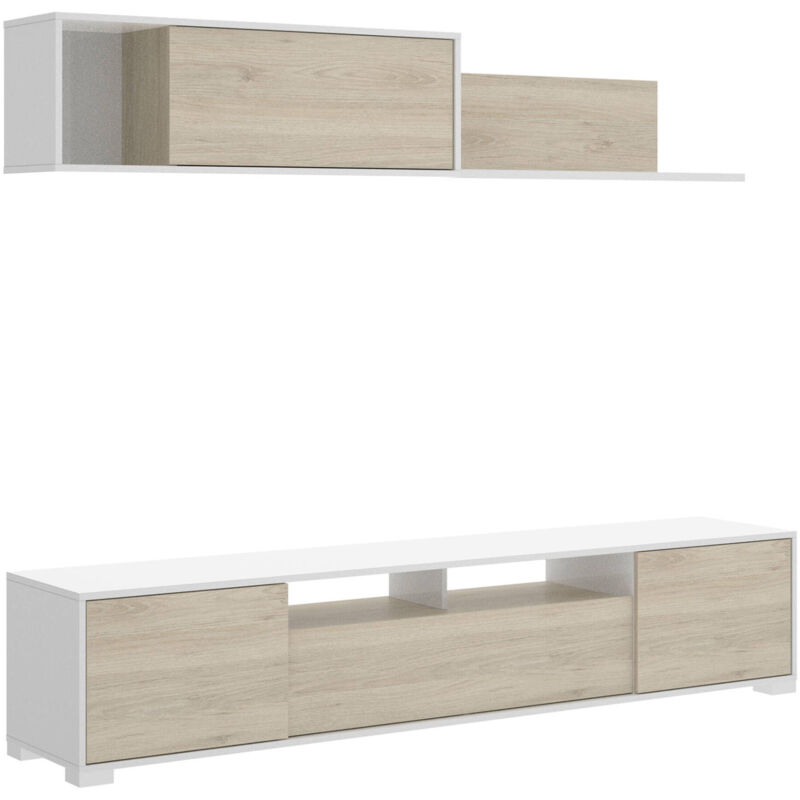 Mobile porta TV Dmillic, Set da soggiorno porta TV, Mobile salotto  multiuso, 180x41h180 cm, Rovere Nodi e Antracite