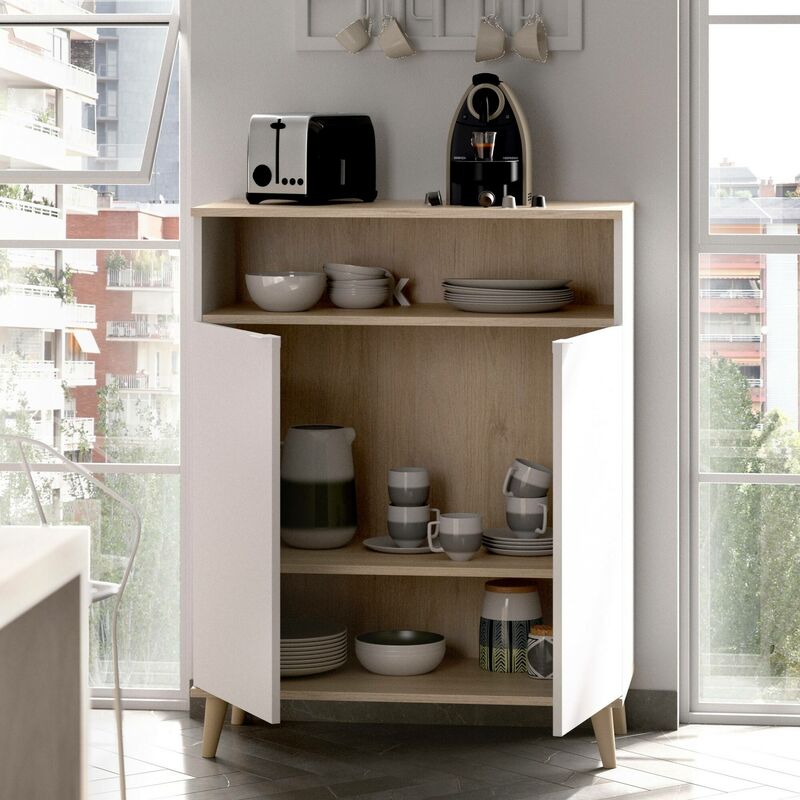 Credenza Moderna con 2 Vetrinette 80x37x183 cm in MDF Bianco – acquista su  Giordano Shop