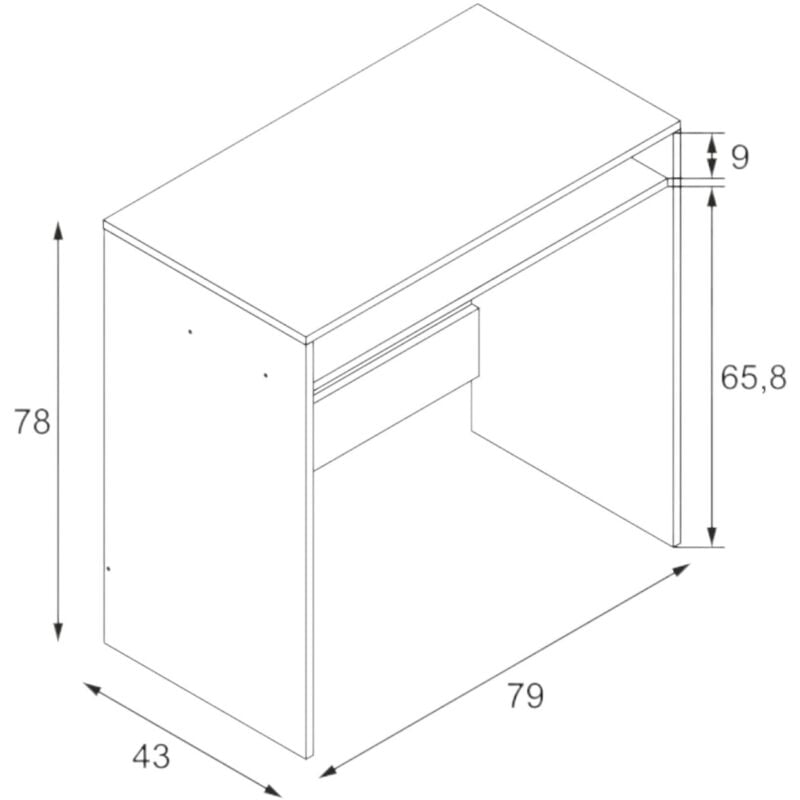 Dmora Scrivania Porta PC-Laminato Bianco, 79 x 90 x 54 cm 