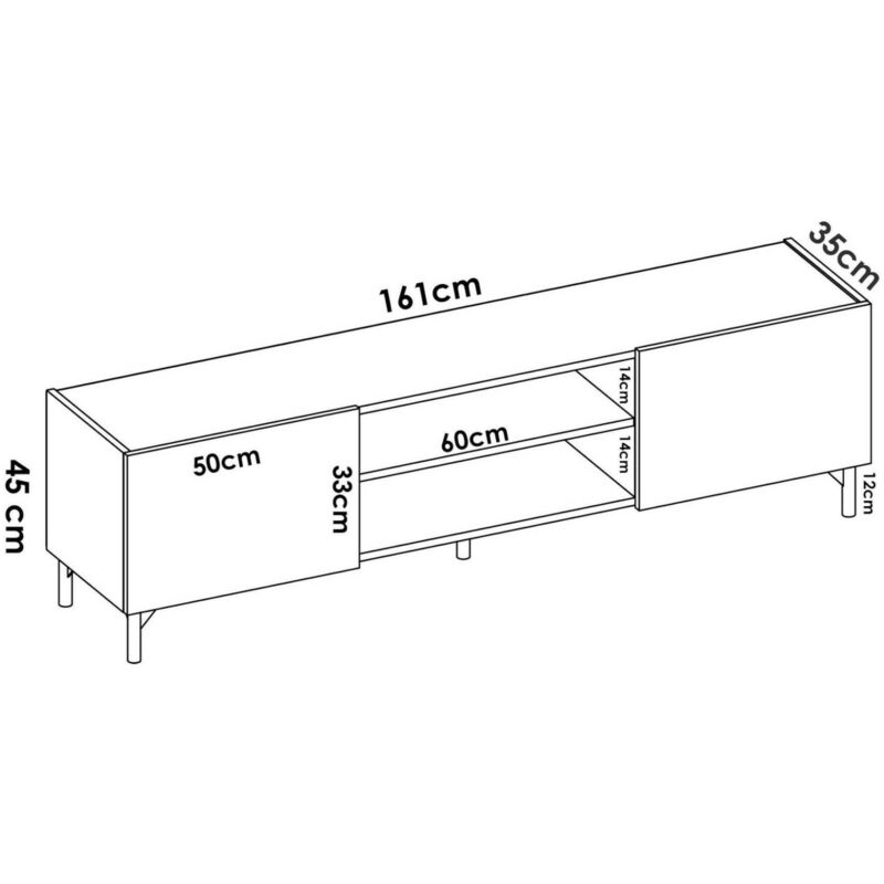 Dmora - Mobile porta TV Dcotal, Credenza bassa da soggiorno, Madia da  salotto per televisione, 142x35h44 cm