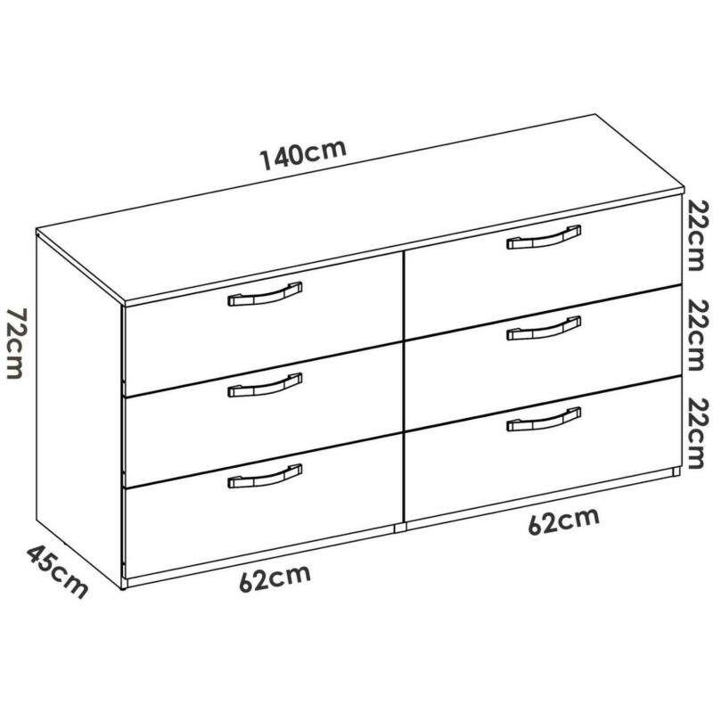 Cassettiera Ravino, Settimanale per camera da letto, Comò con 6 cassetti,  120x39h62 cm, Bianco, con imballo rinforzato