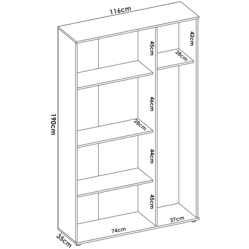 Dmora - Armadio multiuso Sillano, Mobile multifunzione portascope,  Guardaroba a 3 ante, 116x35h190 cm, Bianco, con imballo rinforzato