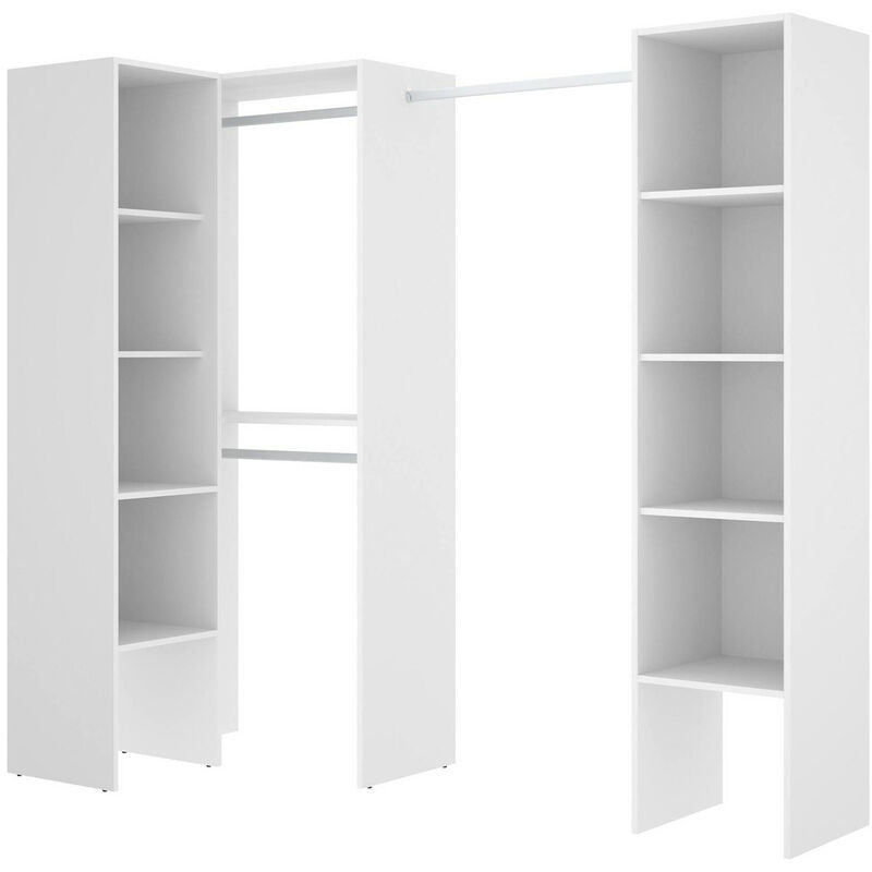 Dmora - Guardaroba Plose, Struttura per cabina armadio angolare, Mobile  appendiabiti aperto ad angolo, 226x79h186 cm, Bianco, con imballo rinforzato