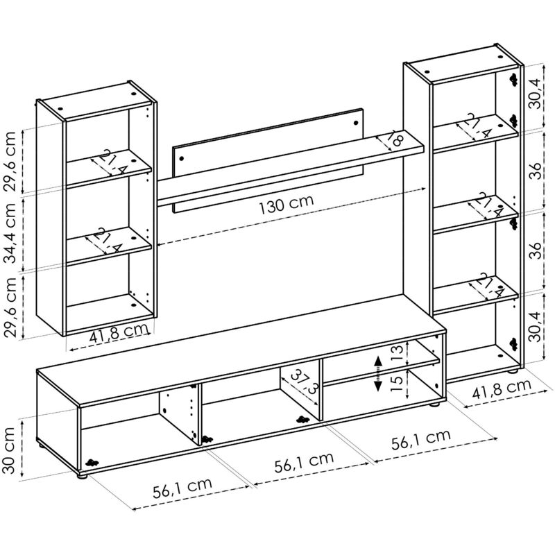 Pensile Da Appendere Per Cucina O Soggiorno | 45x30x35 Cm | Legno Massello Di Pino | Bianco | Mobile Sospeso