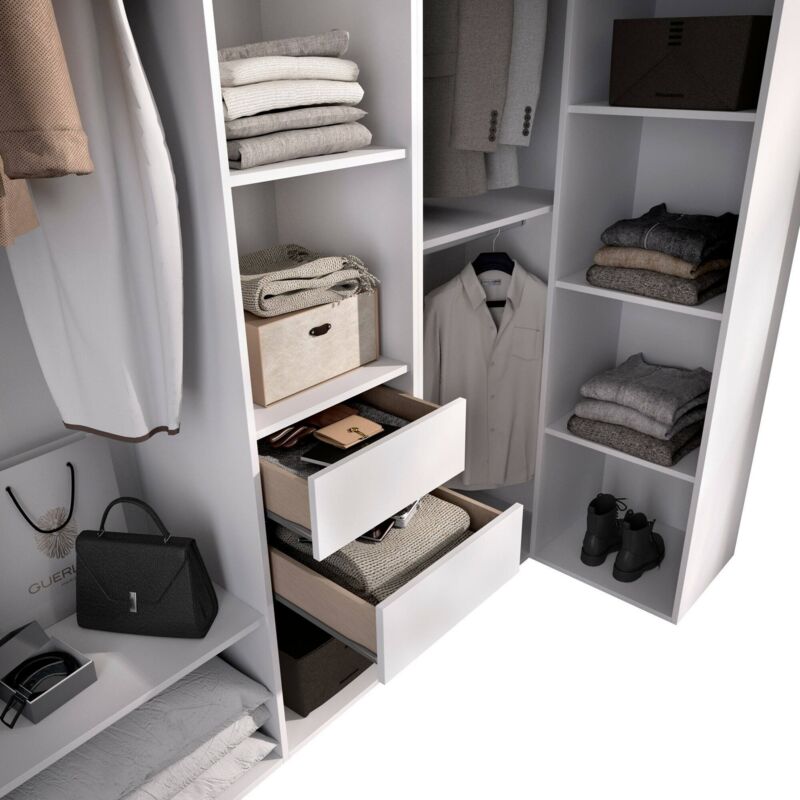Cabina Armadio Ethna Bianco E Naturale 190x187x40 Cm - Habitdesign, Mobile Contenitore Per Camera Da Letto