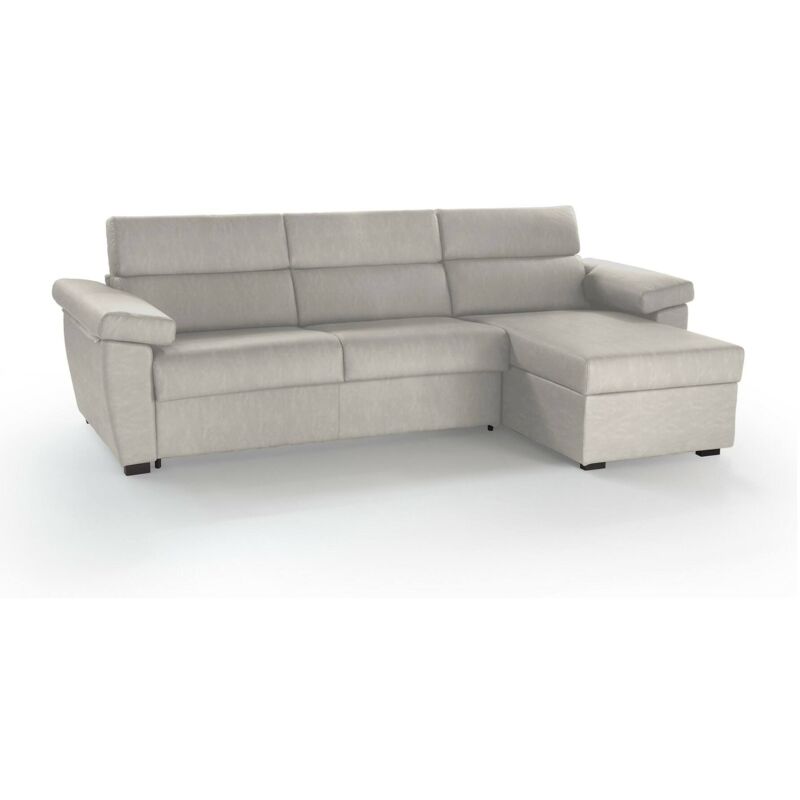 Dmora Marica Divano Angolare Con Penisola Destra In Tessuto Grigio – 280 Cm, Contenitore, Poggiatesta, Made In Italy - 3