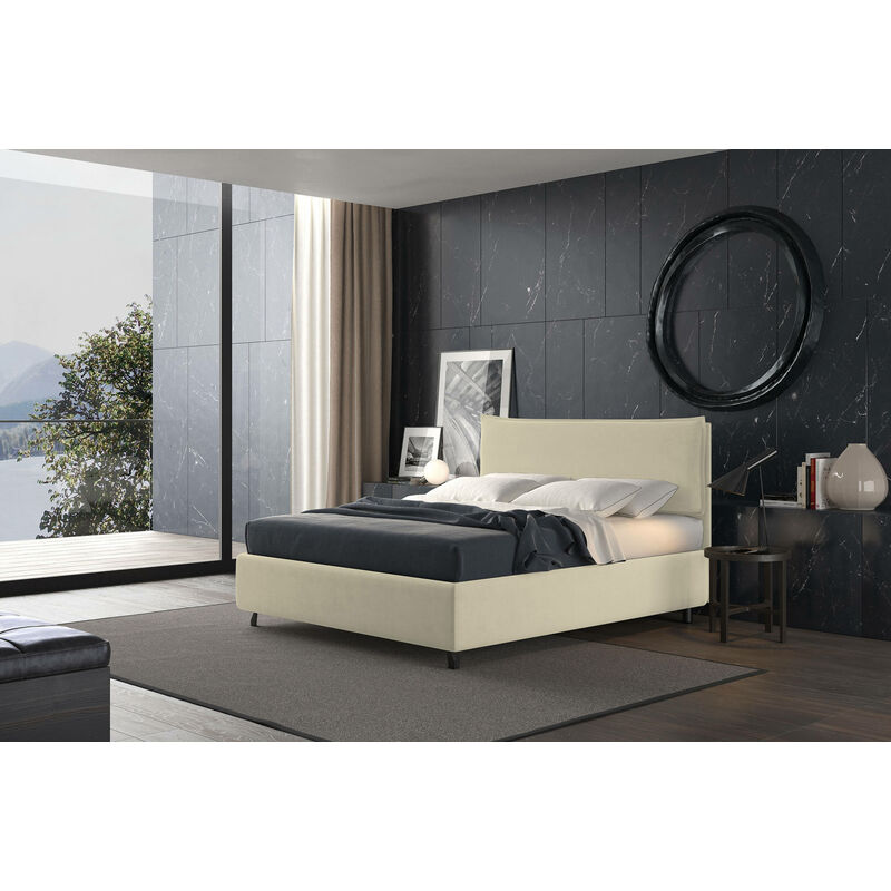 Letto contenitore 140x190 cm in ecopelle bianca DACOST