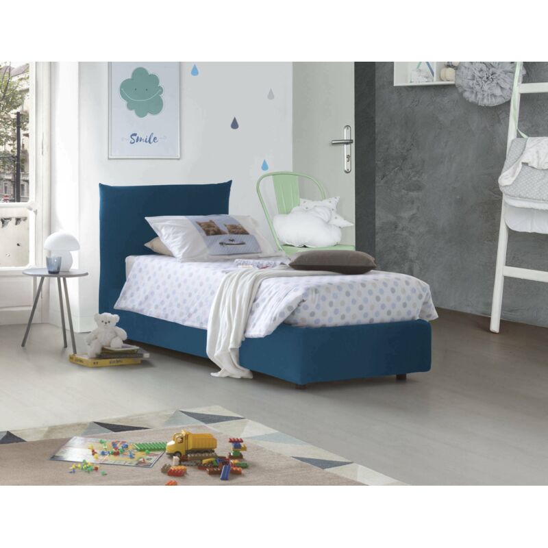 Talamo Italia Letto singolo Zusanne, Letto contenitore con rivestimento in tessuto, 100% Made in Italy, Apertura frontale, adatto per materasso Cm 90x190, Tortora, con imballo rinforzato