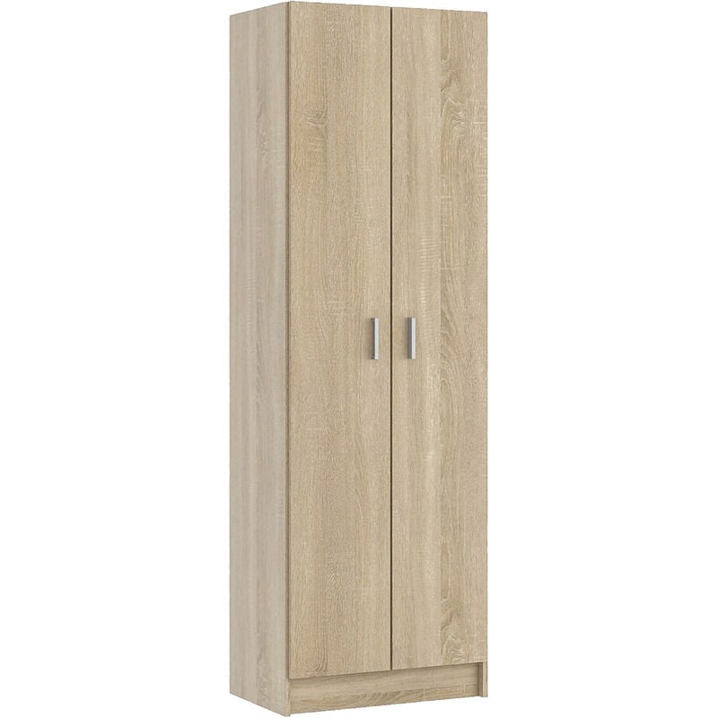 Armadio multiuso, Mobile ausiliario a 2 ante, Guardaroba portascarpe  moderno, Scarpiera verticale, cm 59x37h180, Rovere