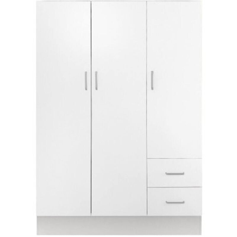 Dmora Armadio a Tre Ante e Due cassetti con Ripiani e Barra Appendiabiti,  Colore Bianco, cm 120 x 50 x h170 : : Casa e cucina