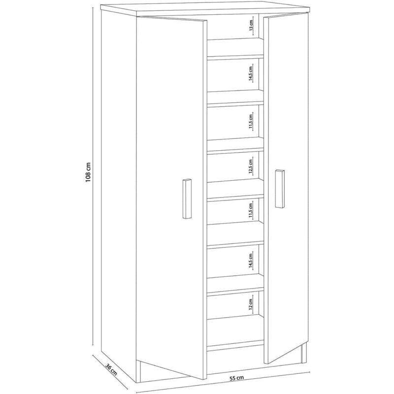 Prodotto: 96685 - ARMADIO MOBILE MULTIUSO DA ARREDO INTERNO 2 ANTE E 5  RIPIANI CM 59X37X180H COLORE ROVERE CANADIAN - ( - Armadi);