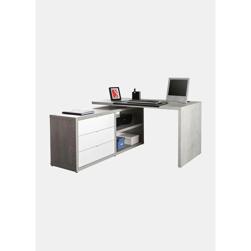 Dmora Scrivania da ufficio, colore bianco, cm 150 x 74.5 x 80, con imballo  rinforzato