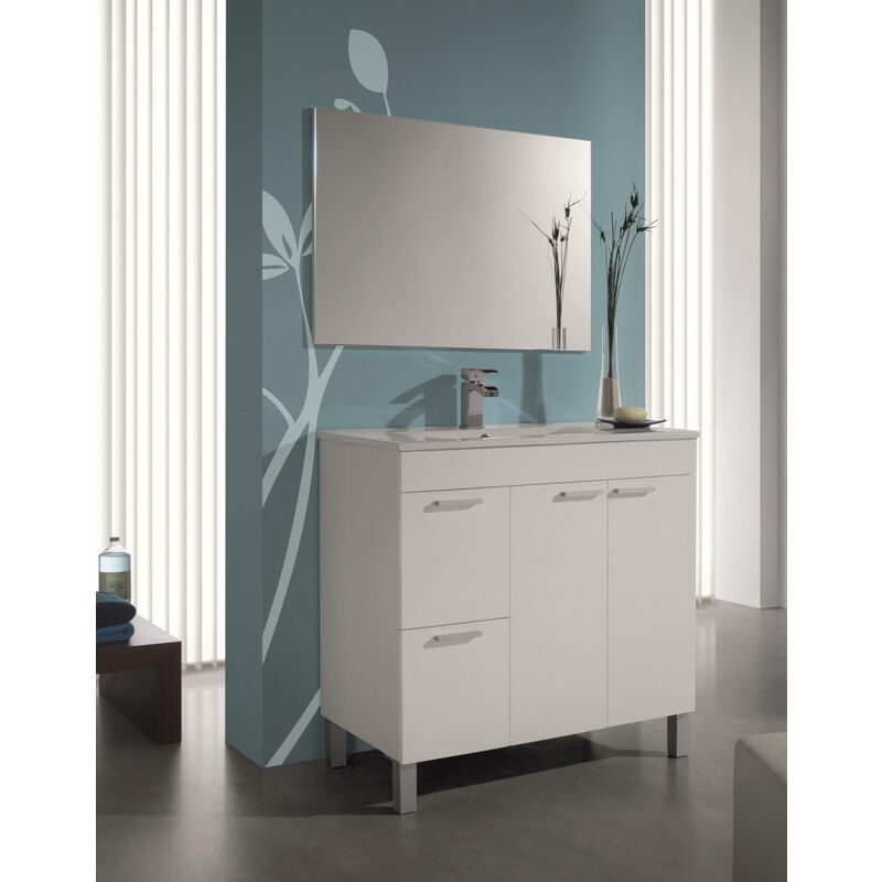 Compra Dmora Mobile sottolavabo Lakewood, Mobiletto per bagno, Armadio a 2  ante e due cassetti con specchio, lavabo non incluso, cm 80x45h80, Grigio  cenere all'ingrosso