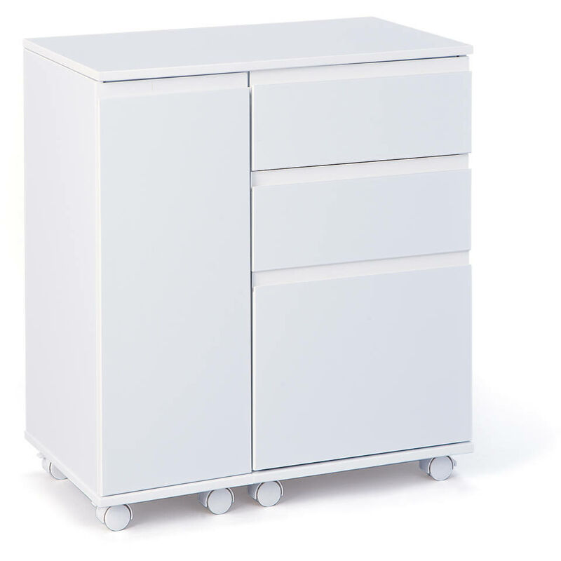 Dmora Mobile/scrivania allungabile, colore bianco, cm 66 x 72 x 36, con  imballo rinforzato