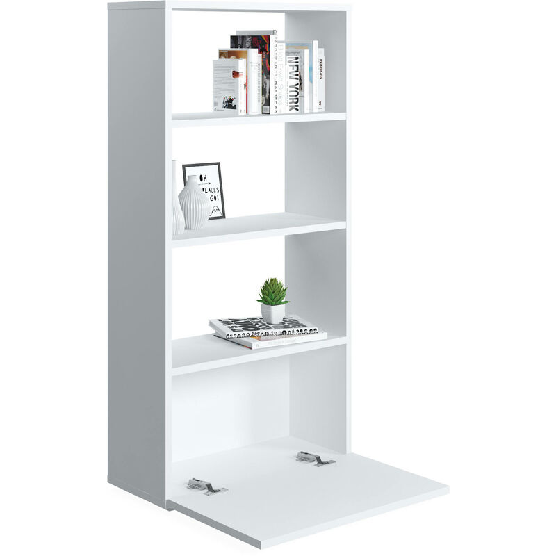 Dmora Moderna libreria con tre scomparti asimmetrici, cm 60 x 27 x 65,  colore bianco