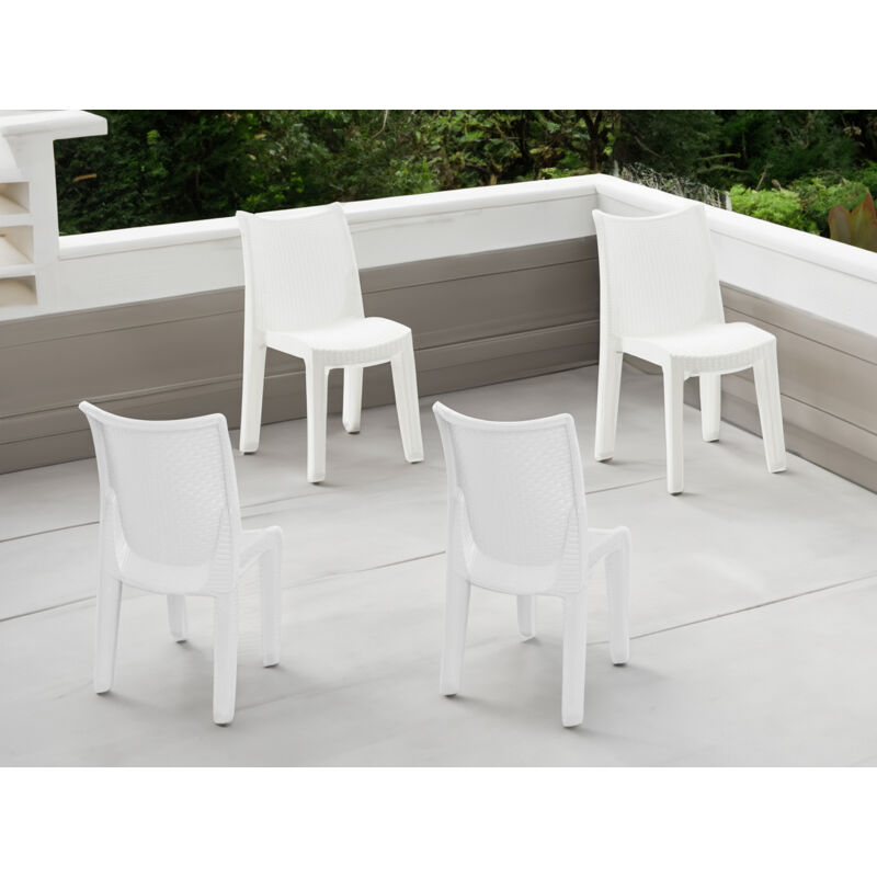 Sedia da esterno Ravenna, Set di 4 sedute da giardino, Sedia per tavolo da  pranzo, Poltrona outdoor effetto rattan, 100 % Made in Italy, 48x55h86 cm,  Antracite, con imballo rinforzato