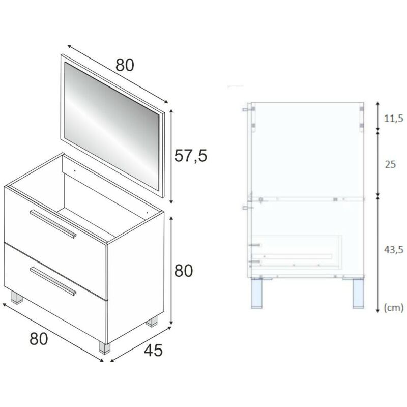 Compra Dmora Mobile sottolavabo Lakewood, Mobiletto per bagno