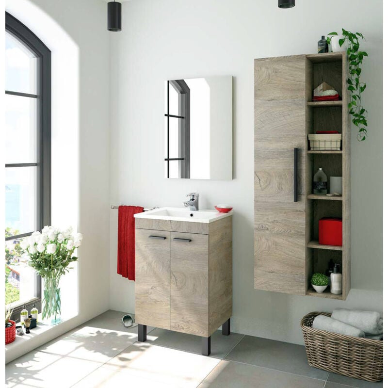 Rebecca Mobili Mobiletto da bagno Mobile con 2 Ante e Ripiano in Legno  Bianco design Moderno