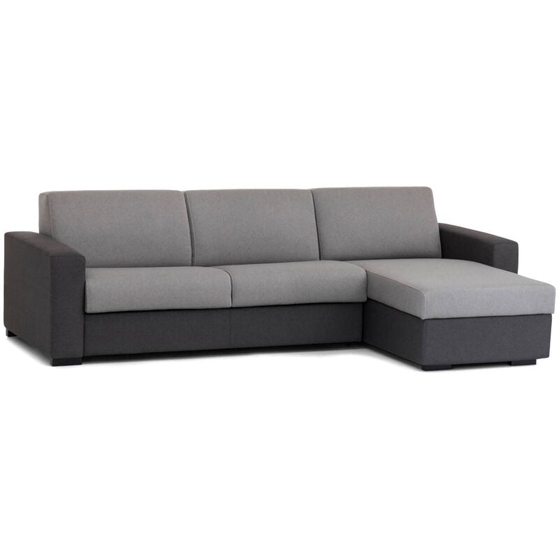 Divano Letto Alicya, Divano ad angolo, 100% Made in Italy, Sofà con  apertura girevole, con Penisola contenitore reversibile, con Braccioli  standard, Cm 280x95h90, Grigio, con imballo rinforzato