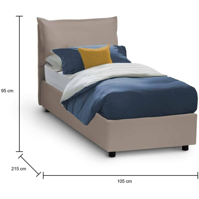 Talamo Italia - Letto matrimoniale Annibale, Letto contenitore con rivestimento in tessuto, 100