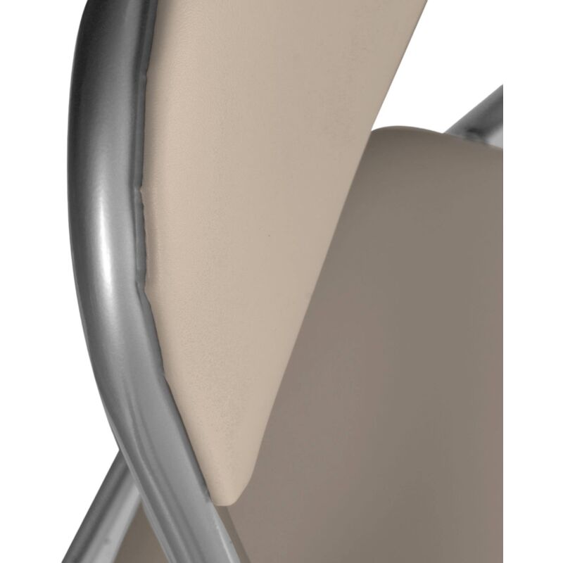 Set 6 Sedie Pieghevoli Dmora Marbella - Simil Ecopelle Beige, Struttura Metallo, Salvaspazio, Per Ospiti