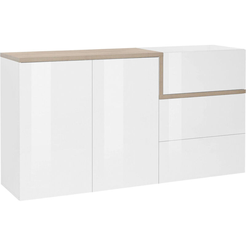 Colore Rovere e Ossido Buffet da Cucina cm151x41xh80 Madia con scaffali Mobile da Soggiorno Porta TV Dmora Credenza Moderna a 2 Ante e 2 cassetti