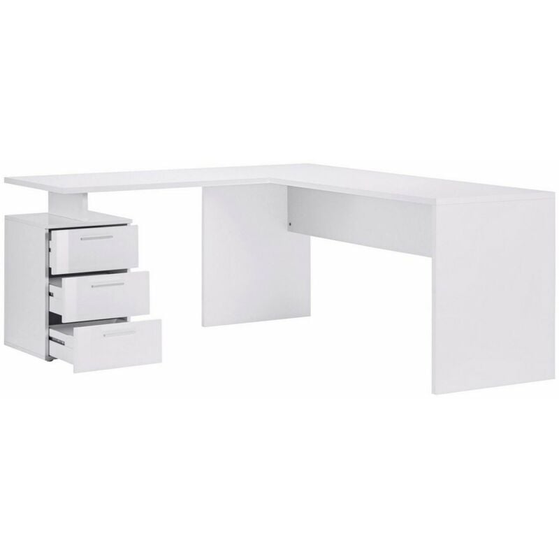 Dmora Scrivania Da Ufficio Ad Angolo Con Ripiano. Tavolo Per Computer.  Scrivania Per Lavoro Con Supporto Per PC. Made In Italy. 160x60H78  Centimetro. Cenere Grigio Colore Argento