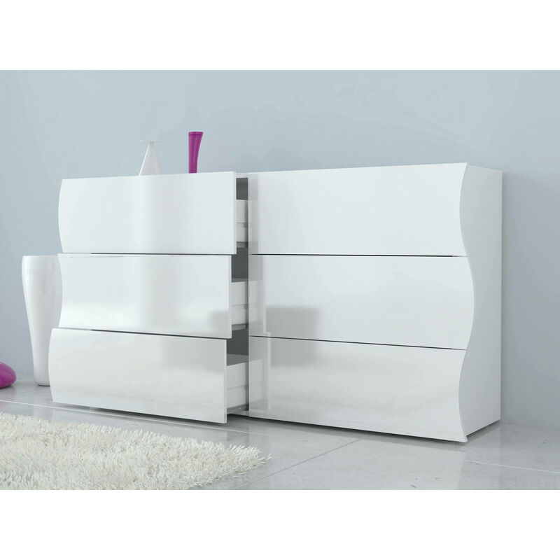 Dmora Comò Moderno. Mobiletto Per Soggiorno E Camera. Credenza Made In  Italy. 4 Cassetti. Centimetro 98x40H82. Colore Bianco Lucido Bianco