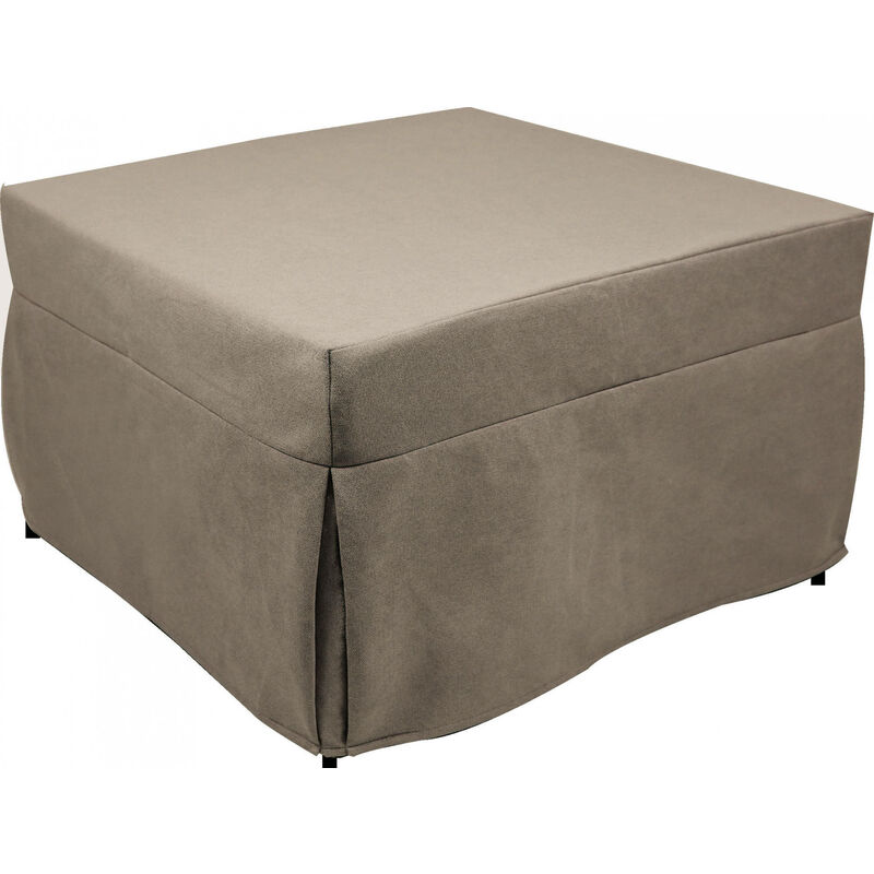 Dmora Puof trasformabile in letto singolo, Made in Italy, Letto pieghevole,  Pouf in tessuto sfoderabile salvaspazio da soggiorno, cm 78x78/195h45,  Tortora, con imballo rinforzato