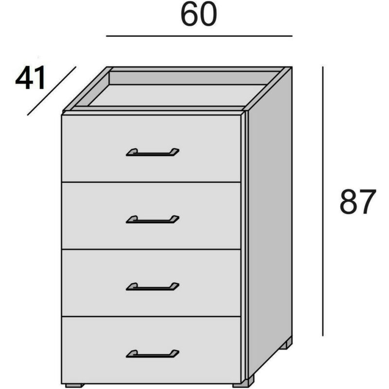 Dmora Cassettiera Primula, Settimanale a 4 cassetti per camera da letto, Mobiletto  multiuso da ufficio o studio, Cm 60x41h87, Bianco, con imballo rinforzato