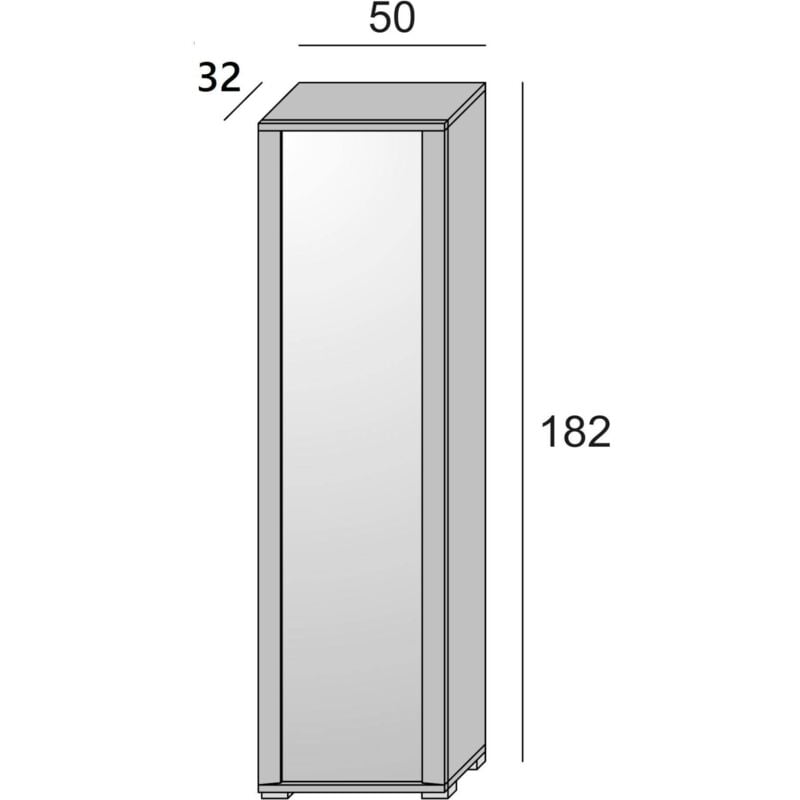 Dmora Scarpiera Datura, Mobile multiuso da ingresso con anta a specchio ,  Armadio moderno portascarpe a 7 ripiani, 100% Made in Italy, Cm 50x32hx182, Bianco  e Cemento, con imballo rinforzato