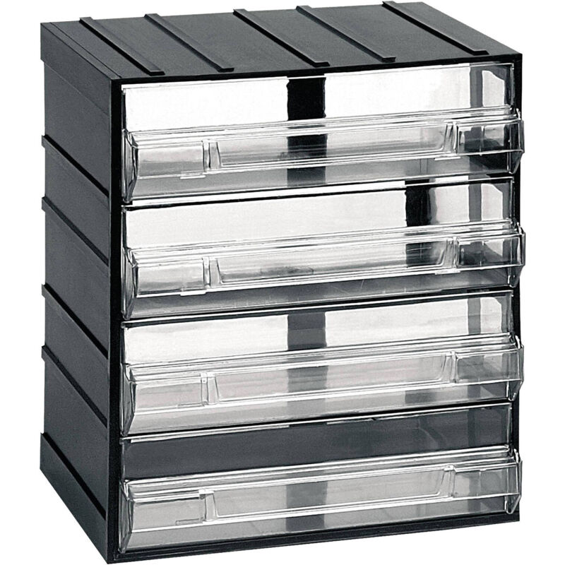 Dmora Cassettiera portaminuteria a 4 cassetti, Organiser portaoggetti con  cassetti trasparenti, 100% Made in Italy, cm 19x15h23, colore Nero, con  imballo rinforzato