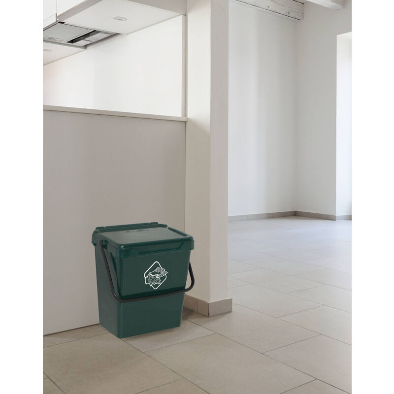 Dmora Cassonetto in polipropilene per raccolta differenziata, Contenitore  per rifiuti da 30l, 100% Made in Italy, cm 40x31h39, colore Verde, con  imballo rinforzato