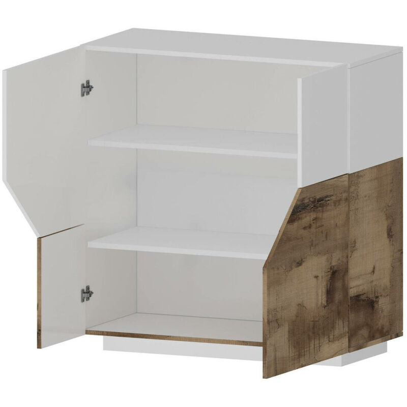 Dmora Credenza Moderna a 2 Ante Geometriche, Made in Italy, Madia da  Cucina, Buffet di Design da Soggiorno, Cm 79x43h86, Bianco Lucido, Metallo  : .it: Casa e cucina