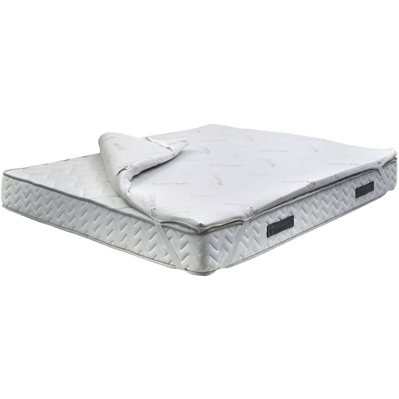 Talamo Italia Set Topper da una piazza e mezza e 1 cuscino in Memory  Foam,100% Made in Italy, rivestimento in tessuto antiacaro, anallergico e  antibatterico, cm 120x200h5, con imballo rinforzato