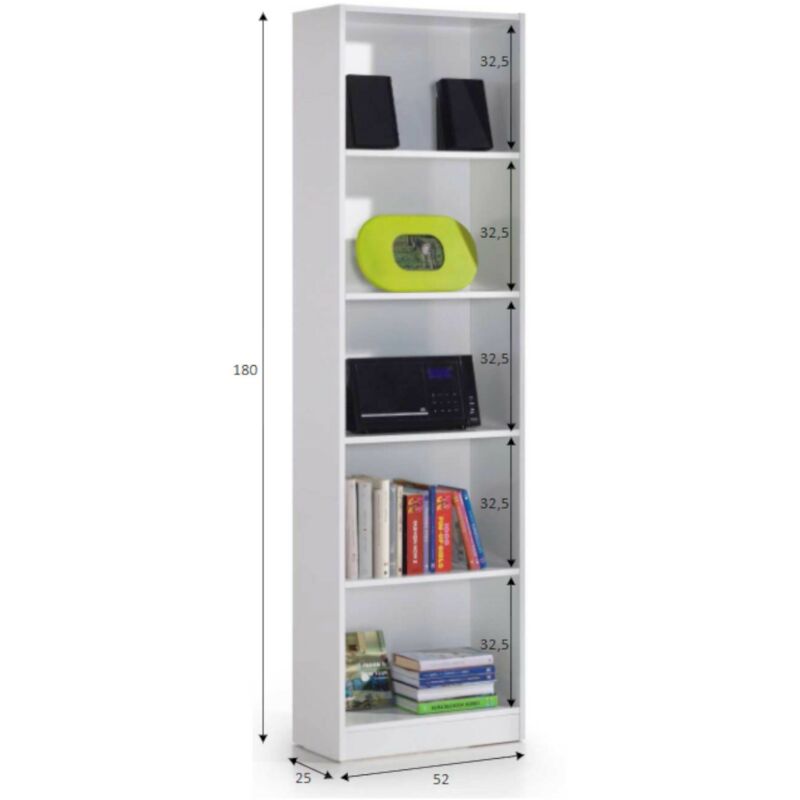 Bianco Habitdesign Habitdesign Hugo B10 Libreria 52 x 25 x 180 TG. 52 x 25 x 180 NUOVO 