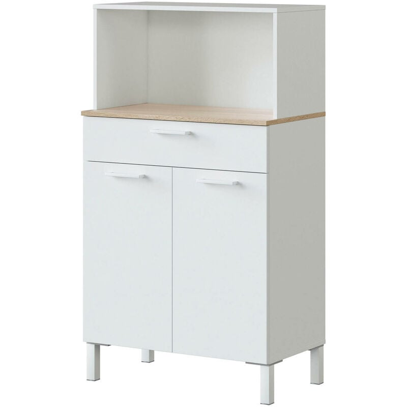 Armadio multiuso, Credenza da cucina a 2 ante, Mobile ausiliario multiuso,  Armadio moderno, cm 72x4h126, Bianco e Rovere