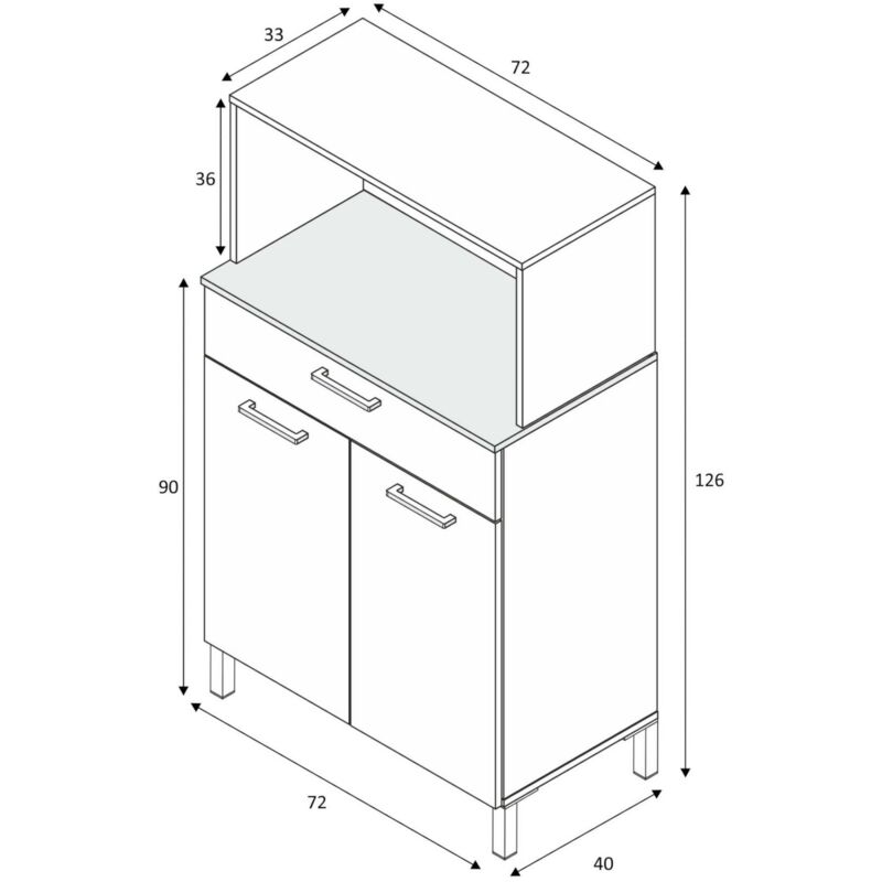 Renon mobile cucina 72x40x126rovere grigio antracite due ante cassetto -  Abitare