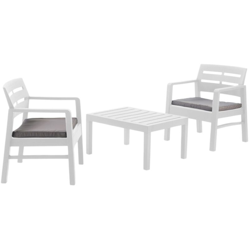 Arredo Giardino Italiano Set Giardino Sicignano 3 Pezzi - 2 Poltrone E Tavolino Contenitore In Resina, Impermeabile E Impilabile Arredo Esterno Resina - 13