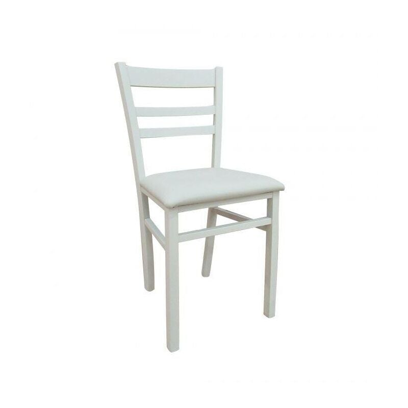 Set di 2 Sedie moderne in ecopelle, per sala da pranzo, cucina o salotto,  cm 54x45h93, colore Bianco, Con imballo rinforzato