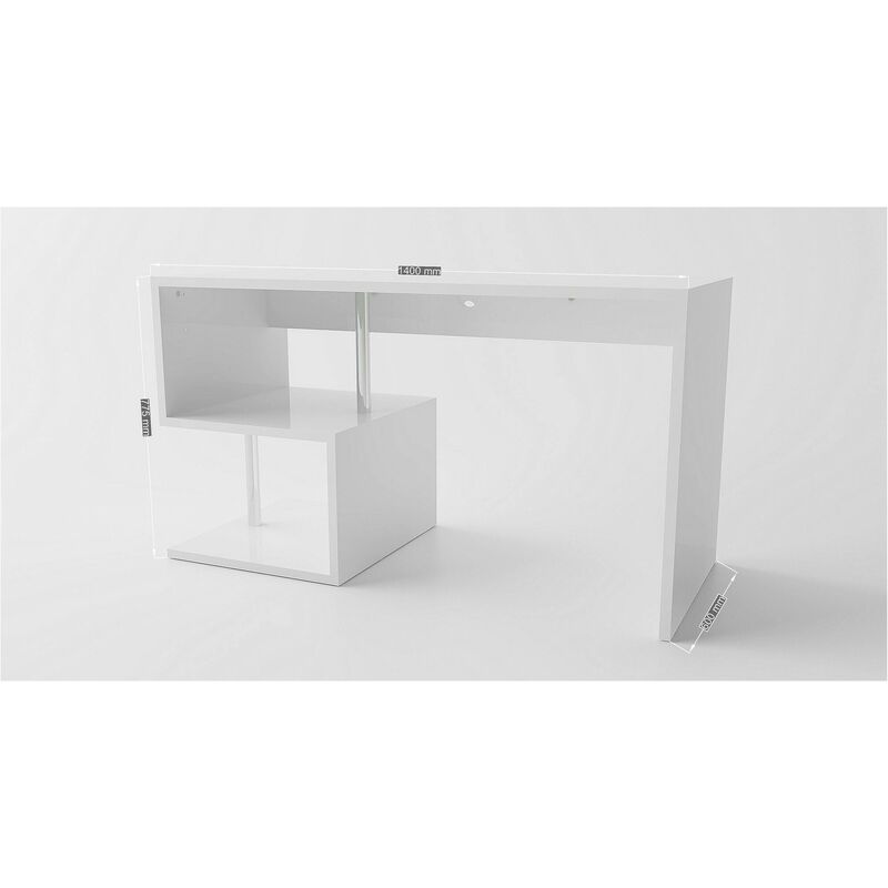 Scrivania Dbro, Scrittoio lineare porta PC, Tavolo multiuso per ufficio,  Scrivania salvaspazio, 100% Made in Italy, cm 130x60h75, Bianco lucido e  Ardesia