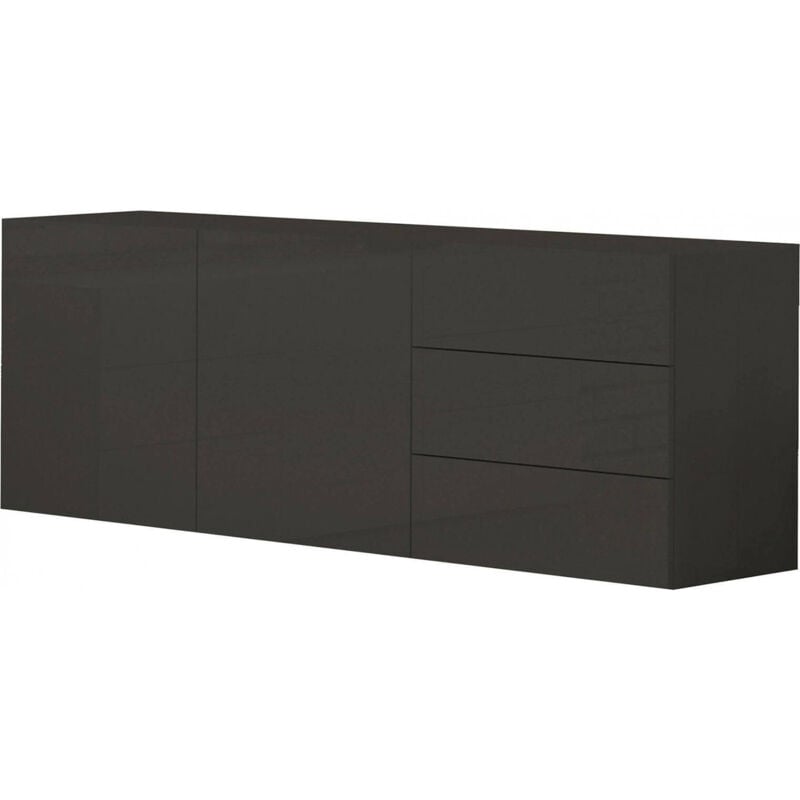 Dmora - Credenza Dkraste, Madia da cucina a 2 ante e 3 cassetti, Buffet da  soggiorno, 100% Made in Italy, cm 170x40h35, Antracite lucido