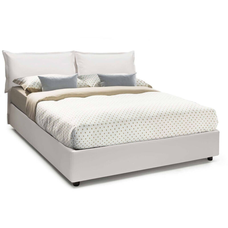 Dmora - Letto matrimoniale Dgirau, Letto contenitore con rivestimento in  ecopelle, 100% Made in Italy, Apertura frontale, adatto per materasso Cm  140x200, Bianco