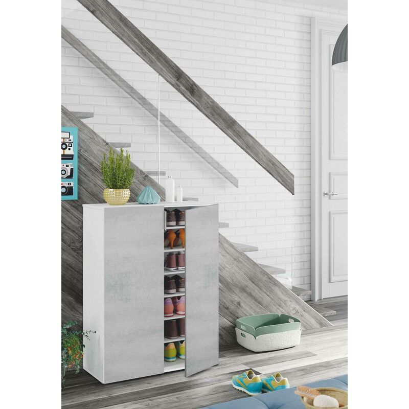 Dmora Armadio multiuso Portsmouth, Mobile ausiliario a 2 ante, Guardaroba  portascarpe moderno, Scarpiera verticale, cm 59x37h180