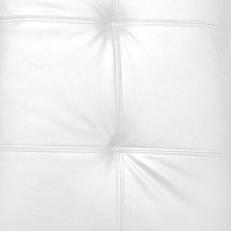 Pouf- contenitore in ecopelle, colore bianco, cm 84 x 49 x 44