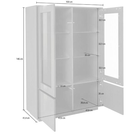 Dmora - Vetrina Damato, Credenza a 4 ante con ripiani in vetro, Mobile da  soggiorno multiuso, 100