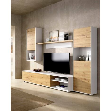 Mobile TV Sospeso Tidyard In Legno Multistrato – 120x30x30 Cm, Design Moderno, 2 Scomparti A Ribalta, Colore Rovere Fumo