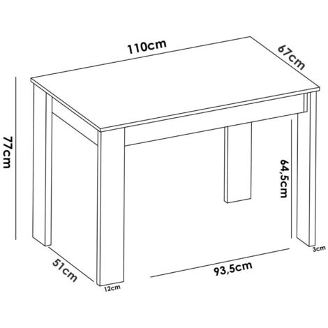 Tavolo fisso Badile, Tavolo da pranzo multiuso, Tavolo rettangolare da  cucina o sala da pranzo, 110x67h77 cm, Bianco