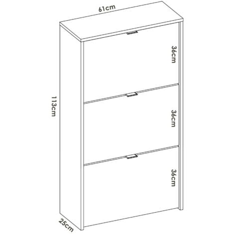 Scarpiera Dmurr, Portascarpe salvaspazio da ingresso, Mobiletto porta  scarpe a 3 ante a ribalta, 61x25h113 cm, Bianco