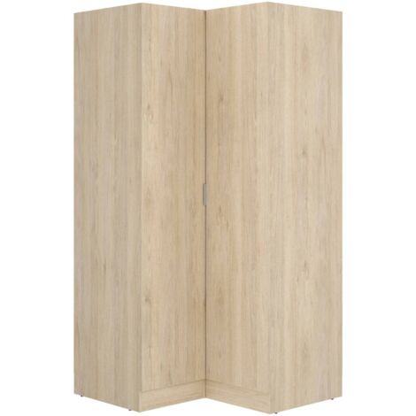 Dmora - Guardaroba 2 ante Aser, Mobile angolare per camera da letto, Armadio appendiabiti ad angolo, 91x93h184 cm, 91x93h184 cm, Rovere